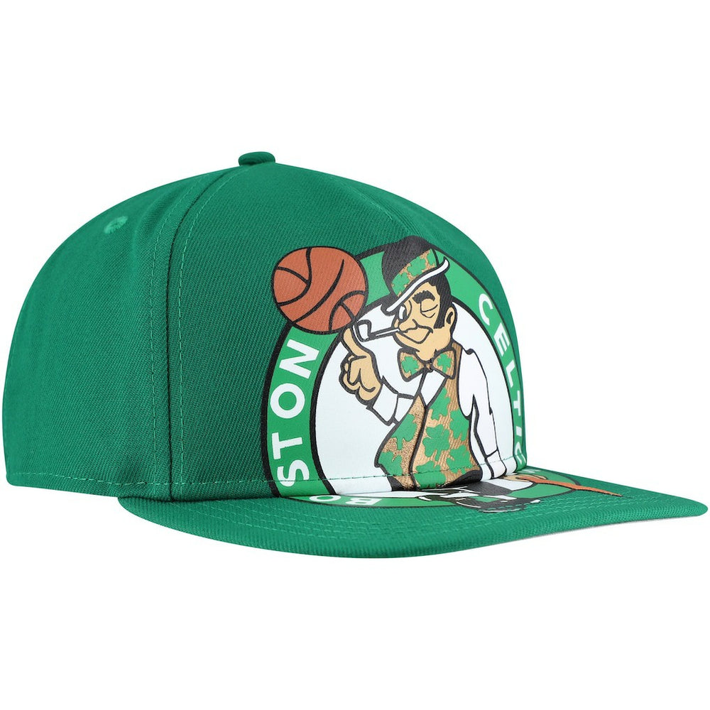 Boston Celtics Oversized Puff Print Logo Golfer Snapback Hat Kelly Green