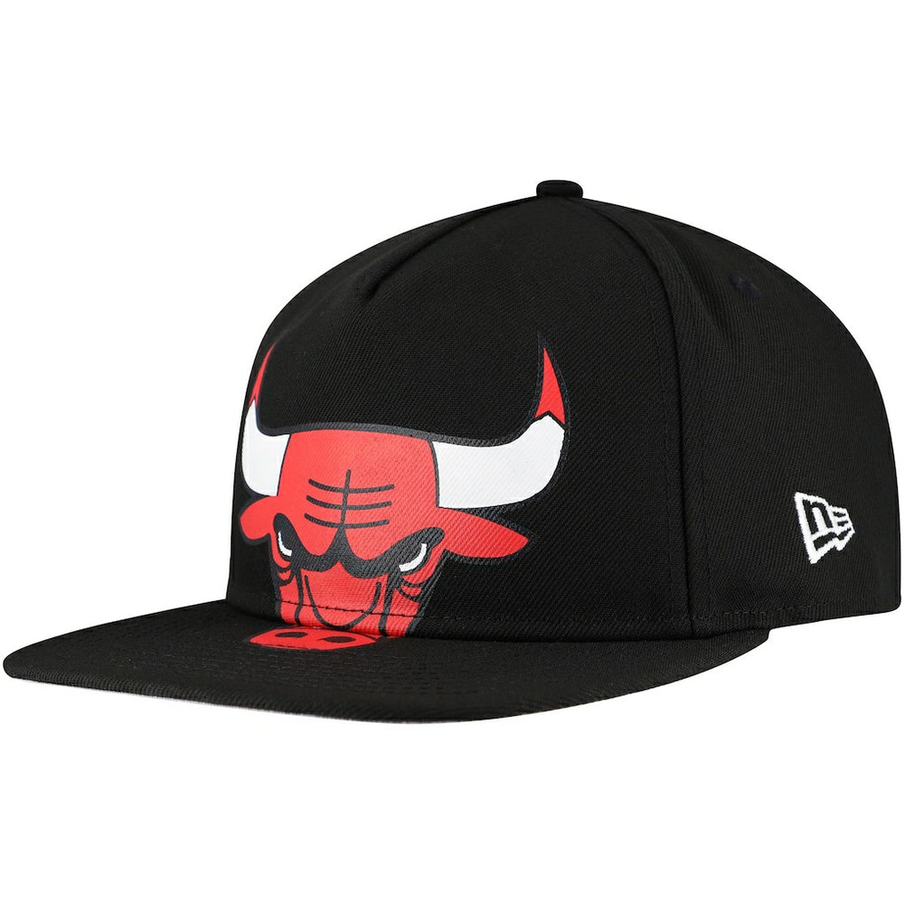 Chicago Bulls Oversized Puff Print Logo Golfer Snapback Hat Black
