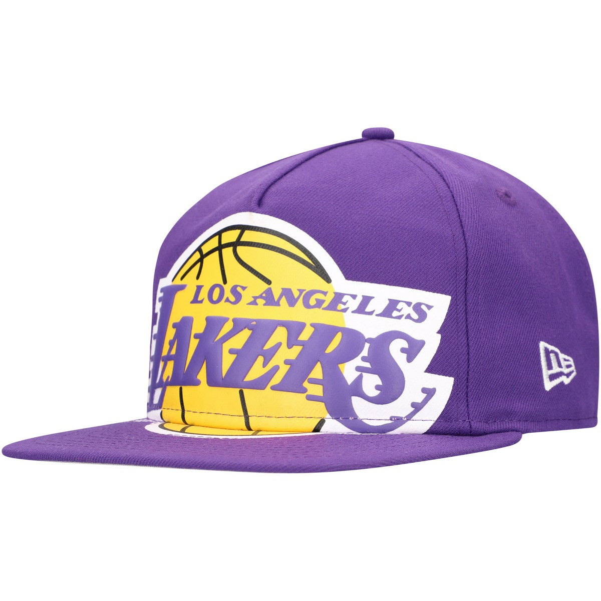 Los Angeles Lakers Oversized Puff Print Logo Golfer Snapback Hat Purple