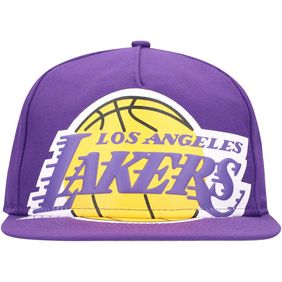 Los Angeles Lakers Oversized Puff Print Logo Golfer Snapback Hat Purple