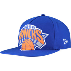 New York Knicks Oversized Puff Print Logo Golfer Snapback Hat Blue