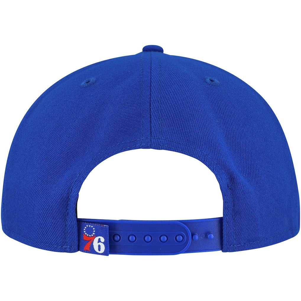 Philadelphia 76ers Oversized Puff Print Logo Golfer Snapback Hat Royal