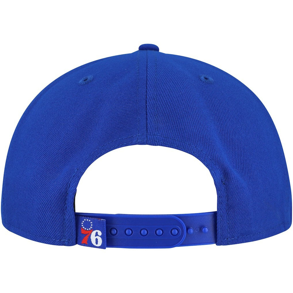 Philadelphia 76ers Oversized Puff Print Logo Golfer Snapback Hat Royal