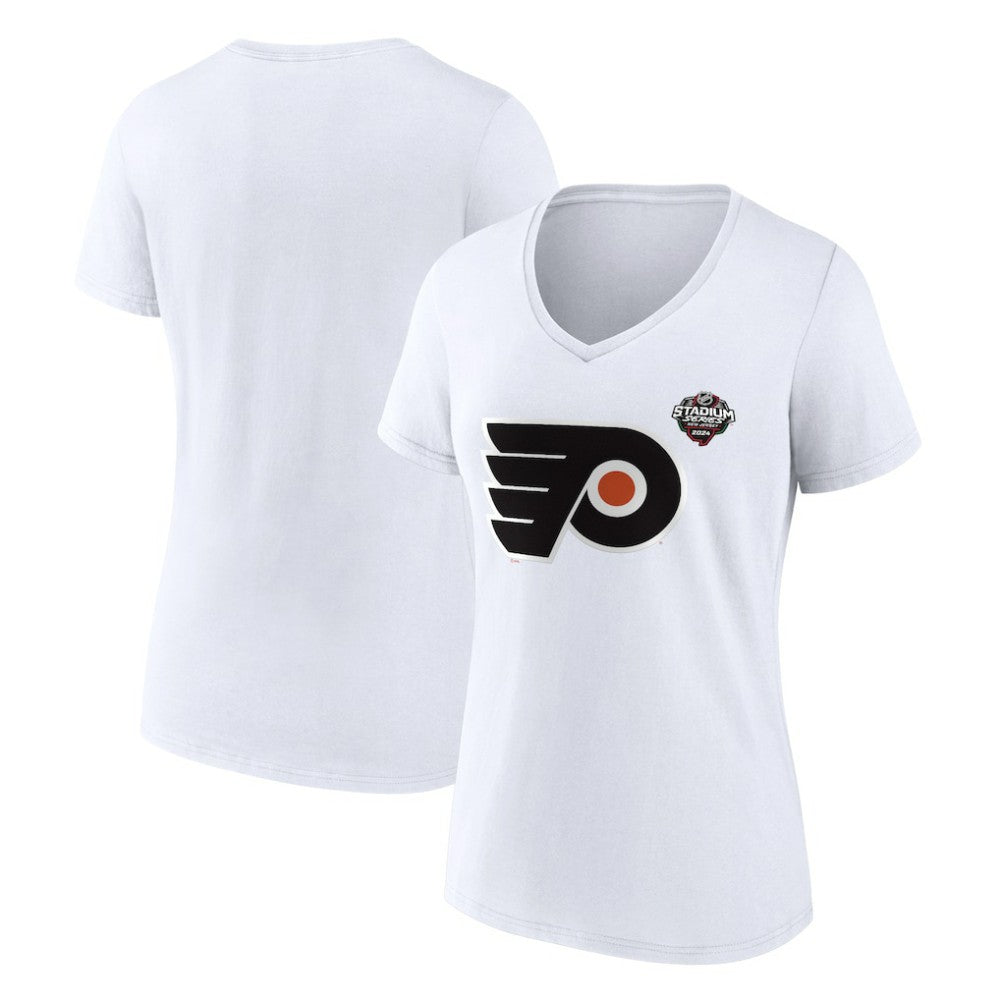 NHL Philadelphia Flyers Fanatics Women's 2024 NHL Stadium Series Logo V-Neck T-shirt - White