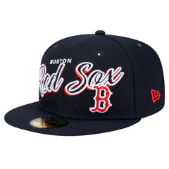 Boston Red Sox New Era Script Sided 59FIFTY Fitted Hat - Navy Hats