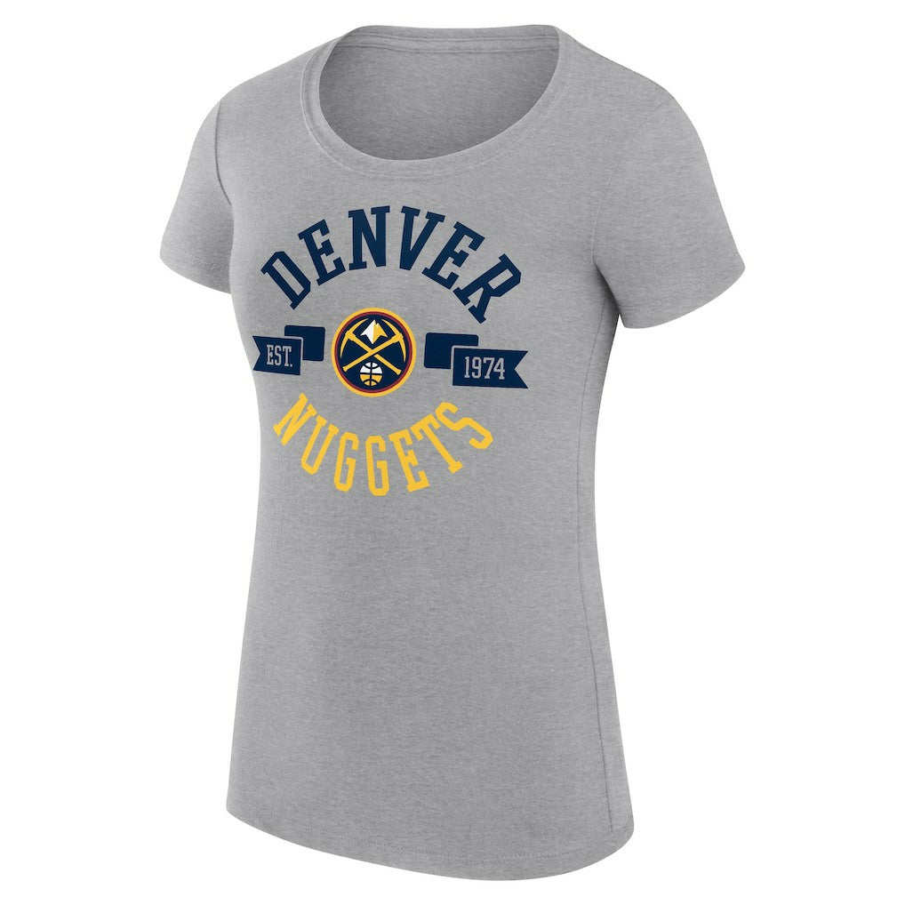 Denver Nuggets G-III 4Her by Carl Banks Women's Super-Slim Fit Lightweight Large City Logo T-Shirt Heather Gray