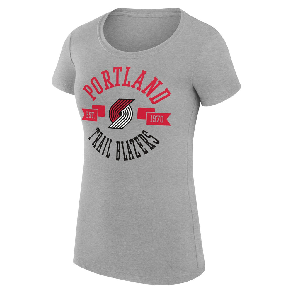 Portland Trail Blazers G-III 4Her by Carl Banks Women's Super-Slim Fit Lightweight Large City Logo T-Shirt Heather Gray
