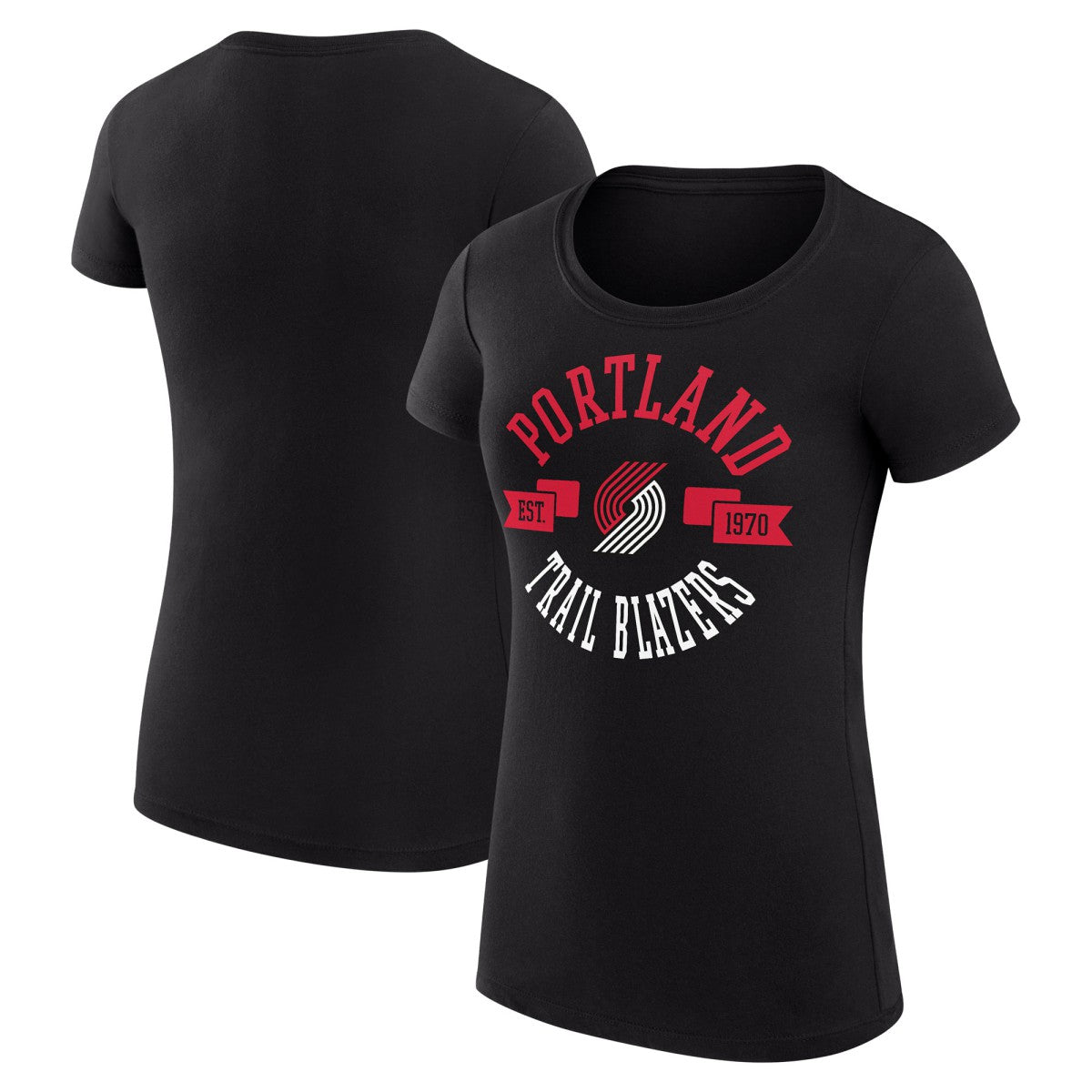 Portland Trail Blazers G-III 4Her by Carl Banks Women's Super-Slim Fit Lightweight Large City Logo T-Shirt Black