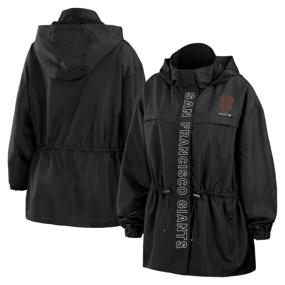 San Francisco Giants WEAR by Erin Andrews Women's Full-Zip Windbreaker Hoodie Jacket - Black Jackets