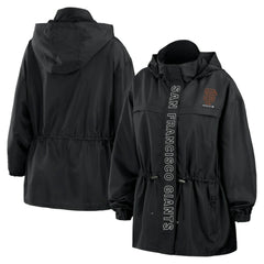 San Francisco Giants WEAR by Erin Andrews Women's Full-Zip Windbreaker Hoodie Jacket - Black Jackets