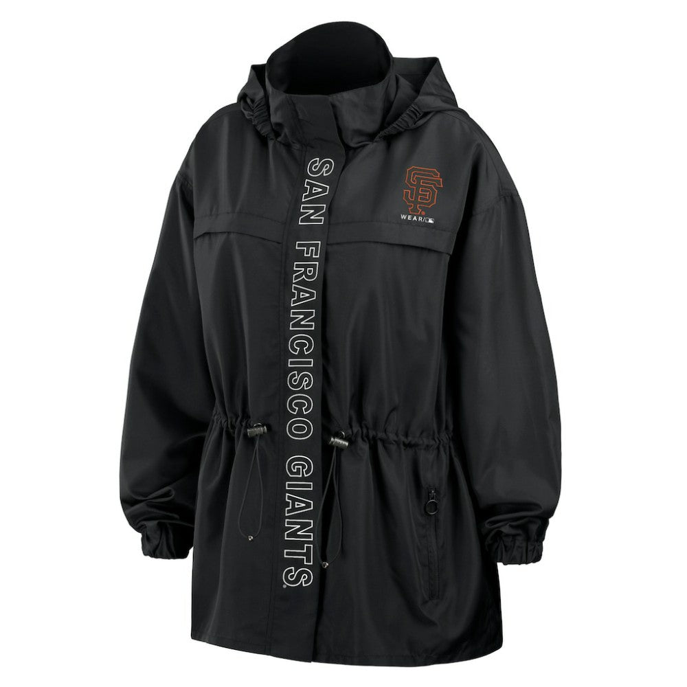 San Francisco Giants WEAR by Erin Andrews Women's Full-Zip Windbreaker Hoodie Jacket - Black Jackets