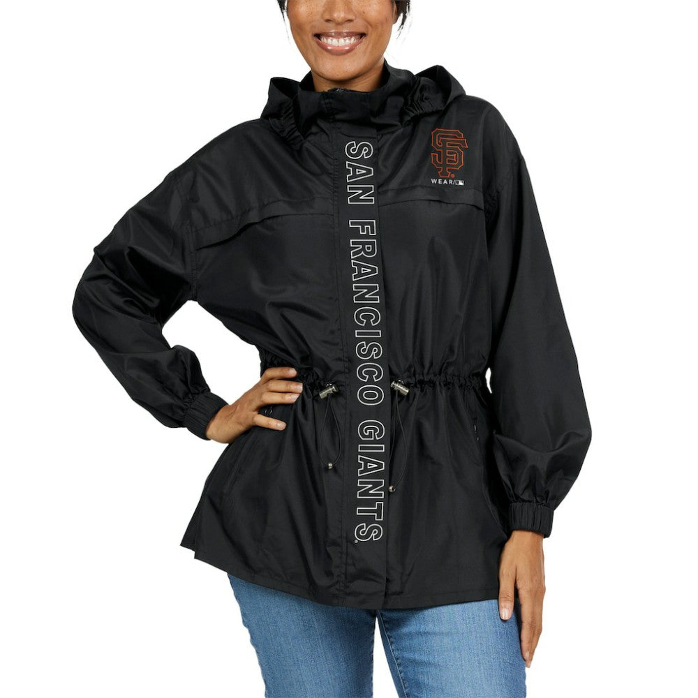 San Francisco Giants WEAR by Erin Andrews Women's Full-Zip Windbreaker Hoodie Jacket - Black Jackets