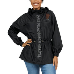 San Francisco Giants WEAR by Erin Andrews Women's Full-Zip Windbreaker Hoodie Jacket - Black Jackets