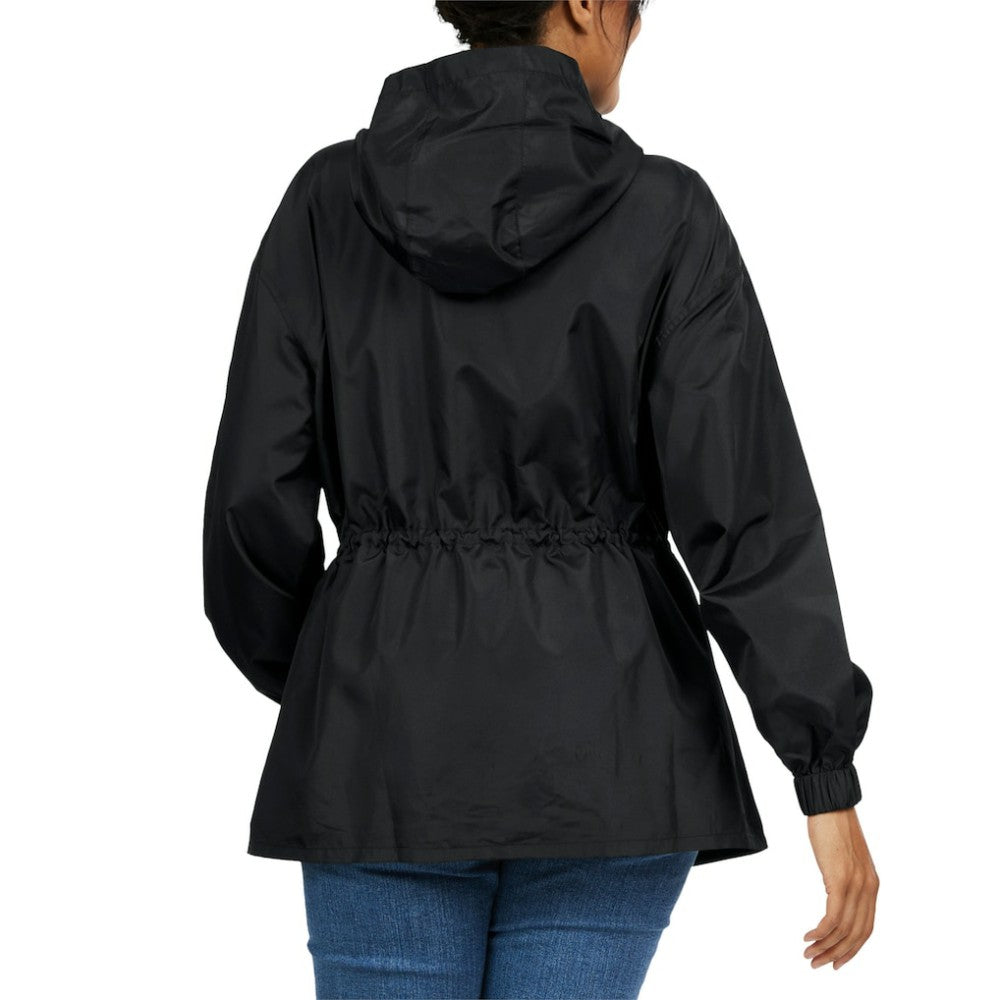 Atlanta Braves WEAR by Erin Andrews Women's Full-Zip Windbreaker Hoodie Jacket - Black Jackets