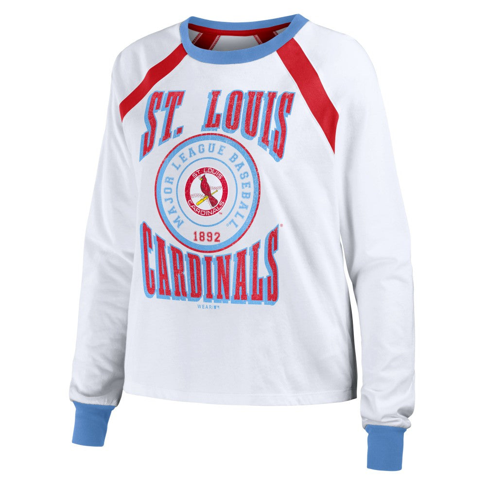 St. Louis Cardinals WEAR by Erin Andrews Women's Raglan Long Sleeve T-Shirt - White T-shirts