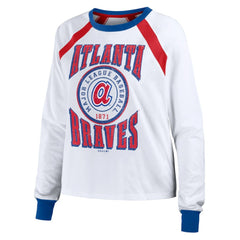 Atlanta Braves WEAR by Erin Andrews Women's Raglan Long Sleeve T-Shirt - White T-shirts