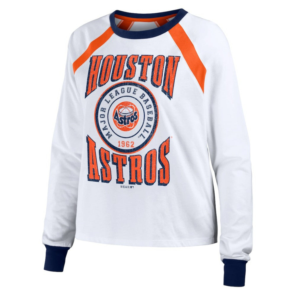 Houston Astros WEAR by Erin Andrews Women's Raglan Long Sleeve T-Shirt - White T-shirts