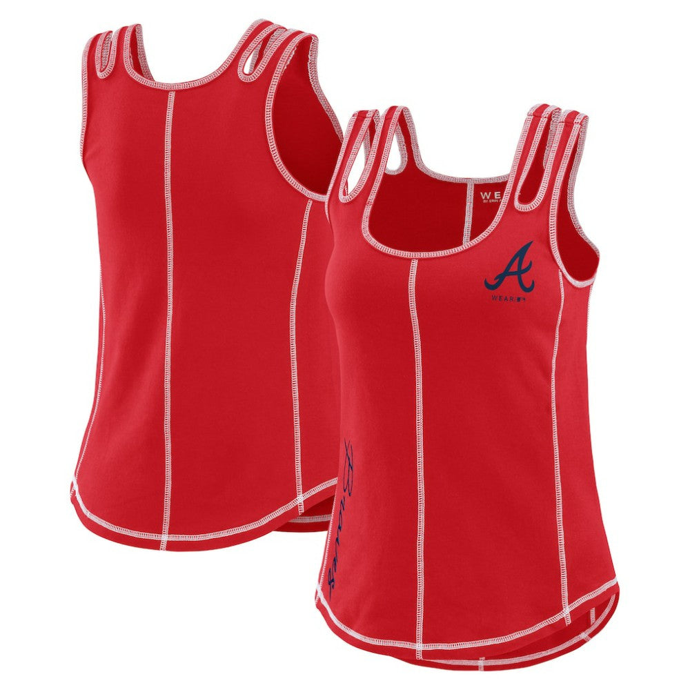 Atlanta Braves WEAR by Erin Andrews Women's Contrast Stitch Tank Top - Red Tanks
