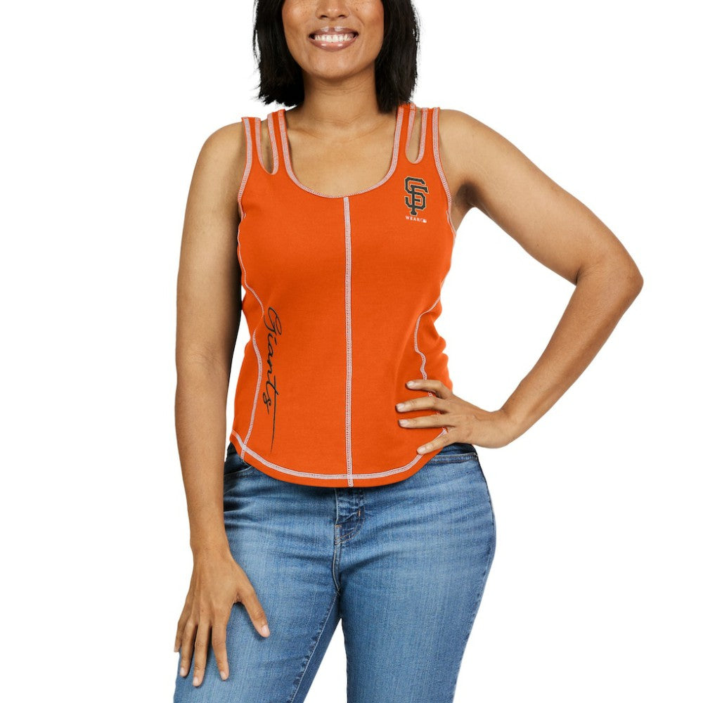 San Francisco Giants WEAR by Erin Andrews Women's Contrast Stitch Tank Top - Orange Tanks