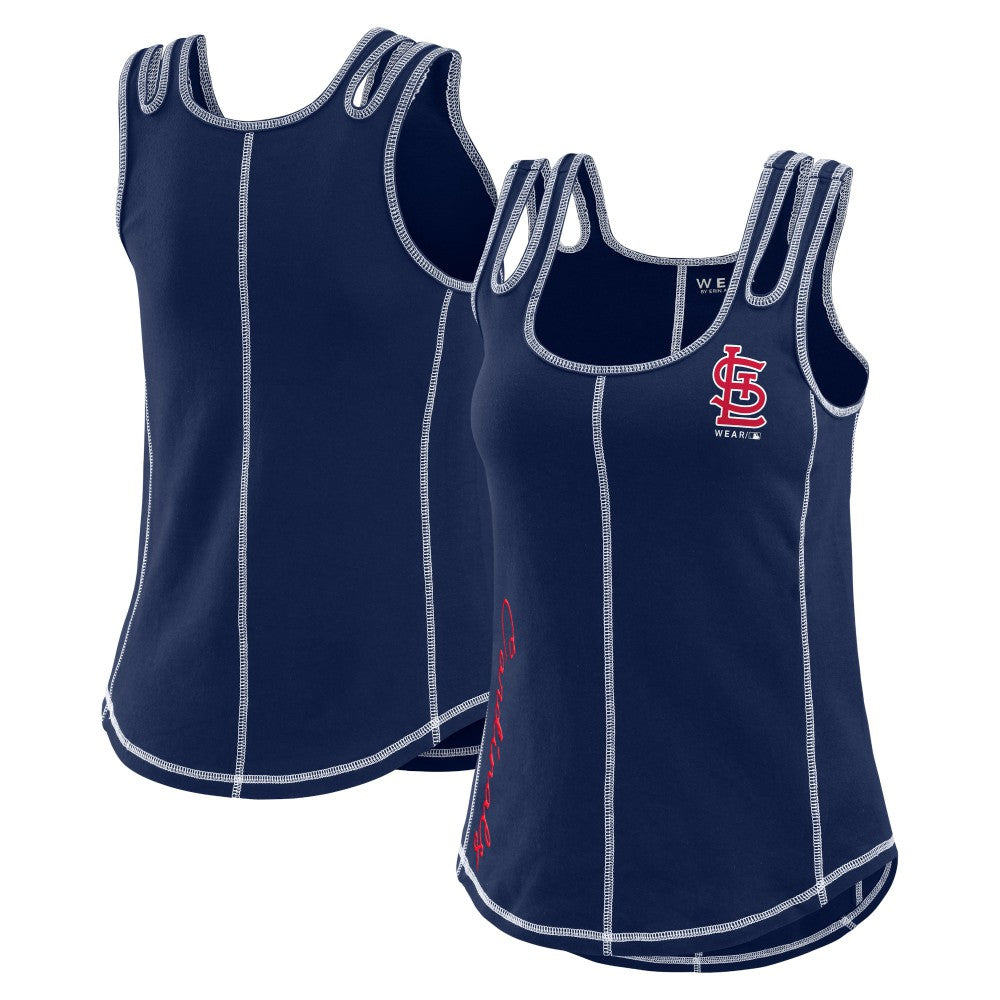 St. Louis Cardinals WEAR by Erin Andrews Women's Contrast Stitch Tank Top - Navy Tanks