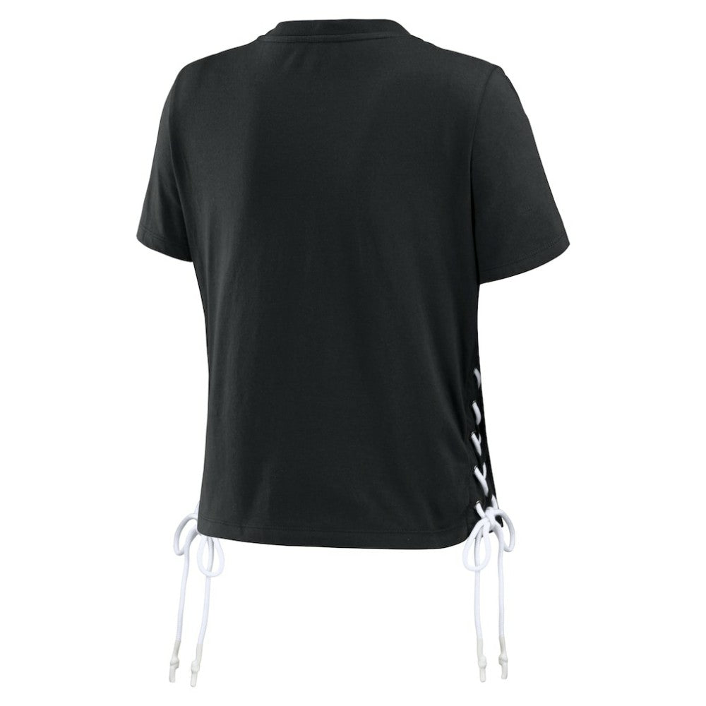 San Francisco Giants WEAR by Erin Andrews Women's Side Lace-Up Cropped T-Shirt - Black T-shirts