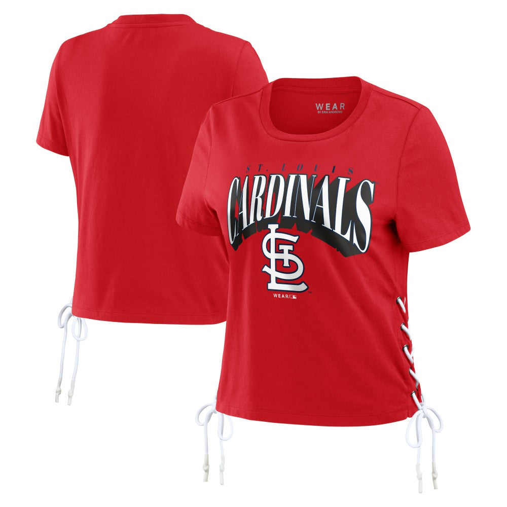 St. Louis Cardinals WEAR by Erin Andrews Women's Side Lace-Up Cropped T-Shirt - Red T-shirts
