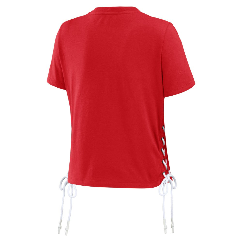 St. Louis Cardinals WEAR by Erin Andrews Women's Side Lace-Up Cropped T-Shirt - Red T-shirts