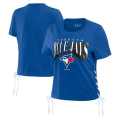 Toronto Blue Jays WEAR by Erin Andrews Women's Side Lace-Up Cropped T-Shirt - Royal T-shirts