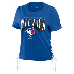 Toronto Blue Jays WEAR by Erin Andrews Women's Side Lace-Up Cropped T-Shirt - Royal T-shirts