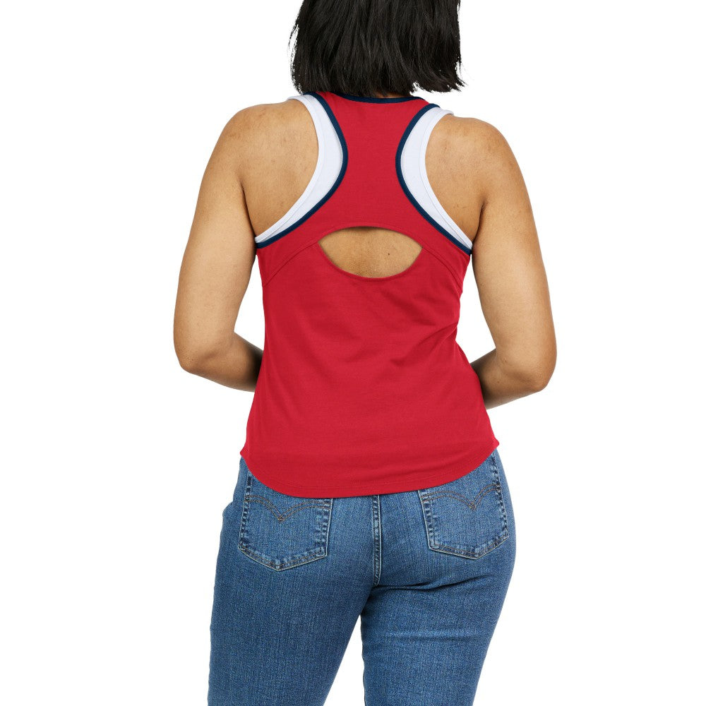Los Angeles Angels WEAR by Erin Andrews Women's Colorblock Racerback Tank Top - Red Tanks
