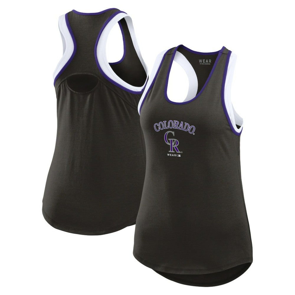 Colorado Rockies WEAR by Erin Andrews Women's Colorblock Racerback Tank Top - Black Tanks