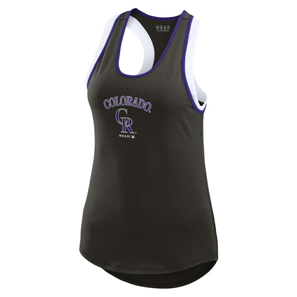 Colorado Rockies WEAR by Erin Andrews Women's Colorblock Racerback Tank Top - Black Tanks