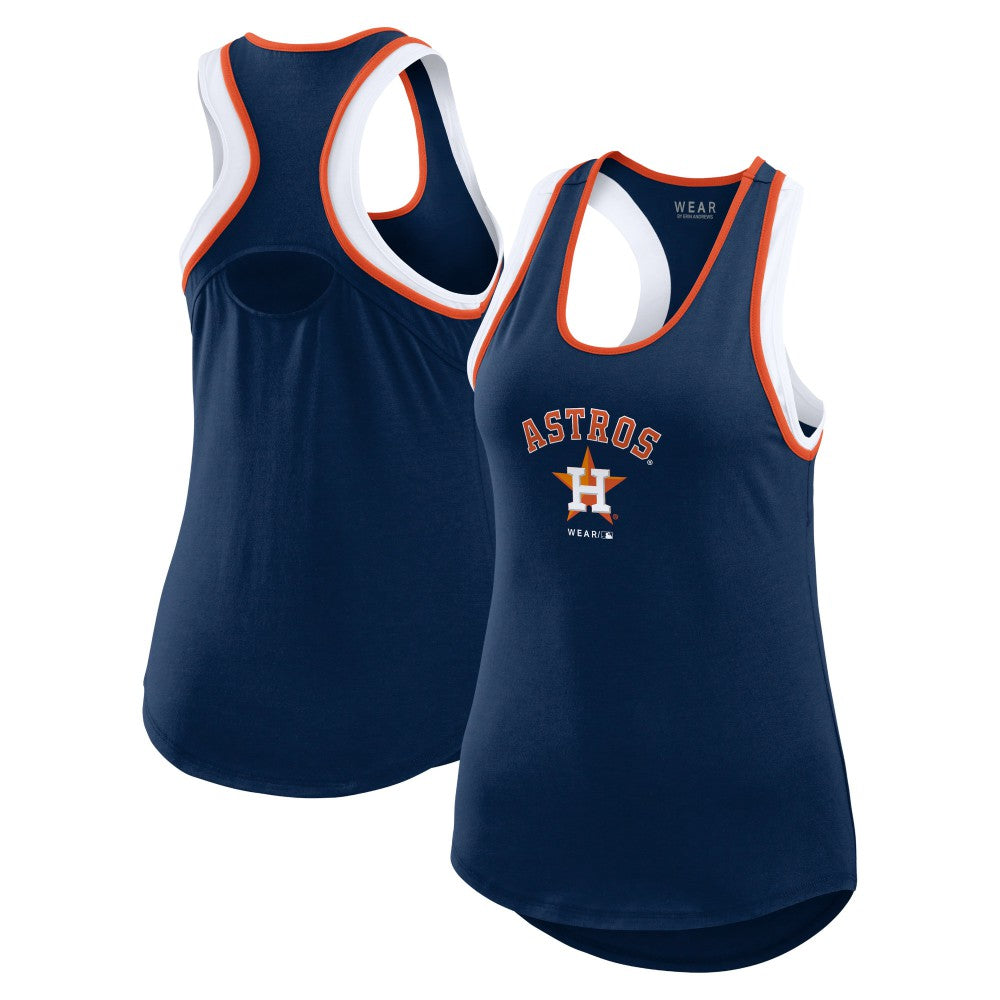 Houston Astros WEAR by Erin Andrews Women's Colorblock Racerback Tank Top - Navy Tanks