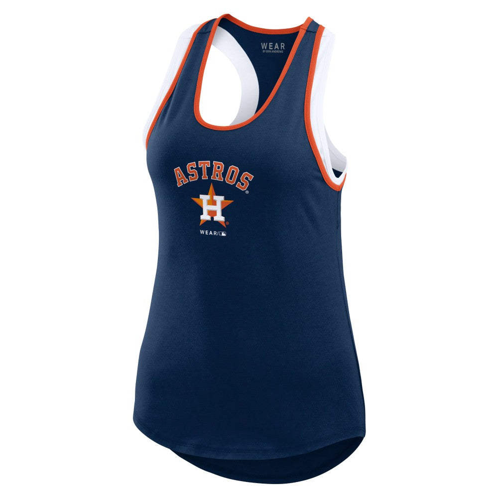 Houston Astros WEAR by Erin Andrews Women's Colorblock Racerback Tank Top - Navy Tanks