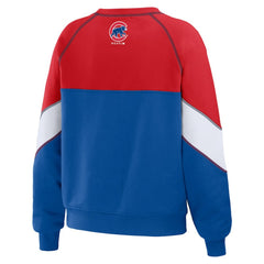 Chicago Cubs WEAR by Erin Andrews Women's Color Block Crew Neck Pullover Sweatshirt - Red/Royal Pullover