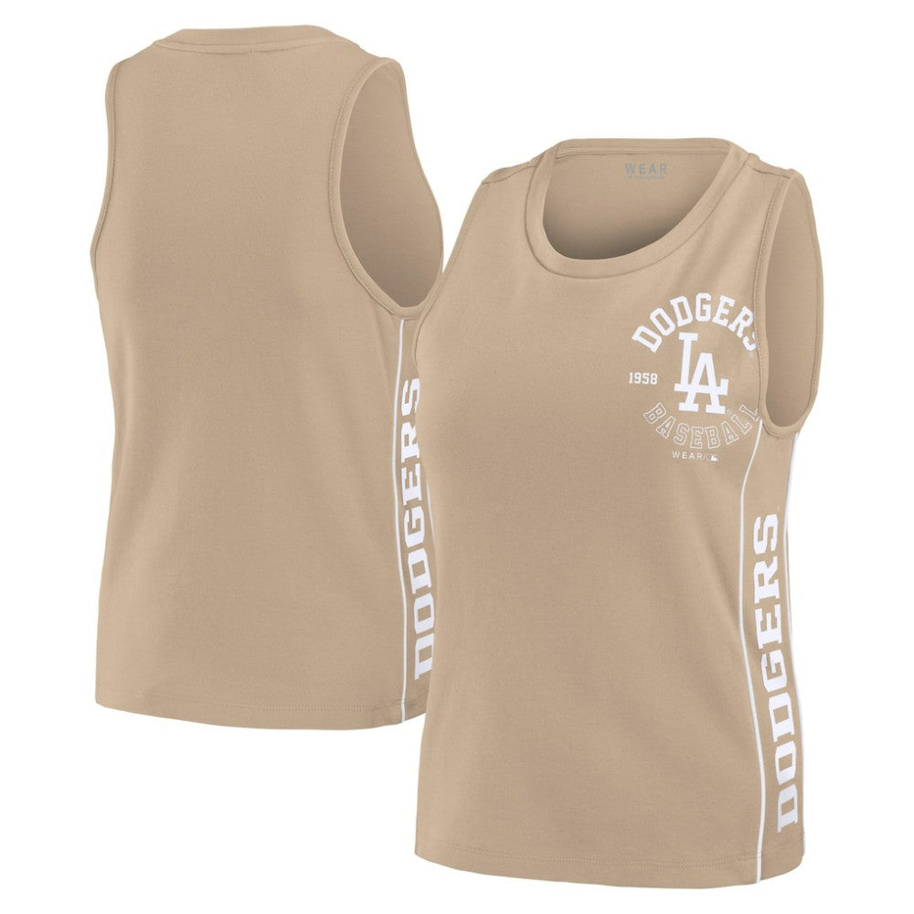 Los Angeles Dodgers WEAR by Erin Andrews Women's Tonal Tank Top - Tan Tanks