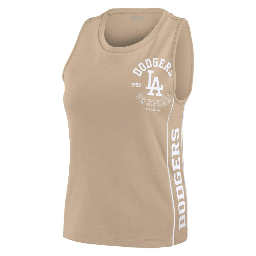 Los Angeles Dodgers WEAR by Erin Andrews Women's Tonal Tank Top - Tan Tanks