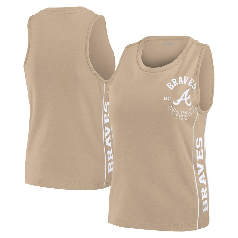 Atlanta Braves WEAR by Erin Andrews Women's Tonal Tank Top - Tan Tanks