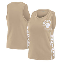 Milwaukee Brewers WEAR by Erin Andrews Women's Tonal Tank Top - Tan Tanks