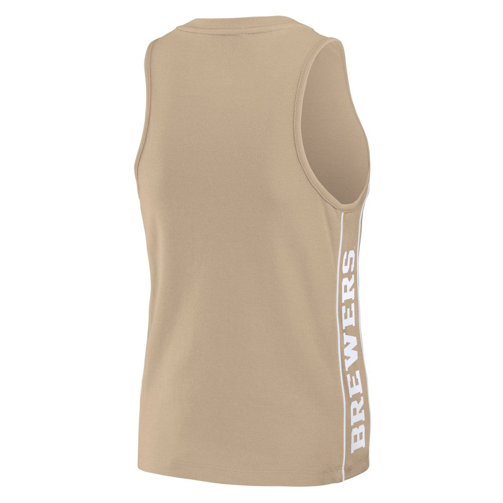 Milwaukee Brewers WEAR by Erin Andrews Women's Tonal Tank Top - Tan Tanks