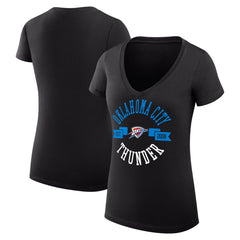Oklahoma City Thunder G-III 4Her by Carl Banks Women's Super-Slim Fit Lightweight Large City Logo V-Neck T-Shirt Black