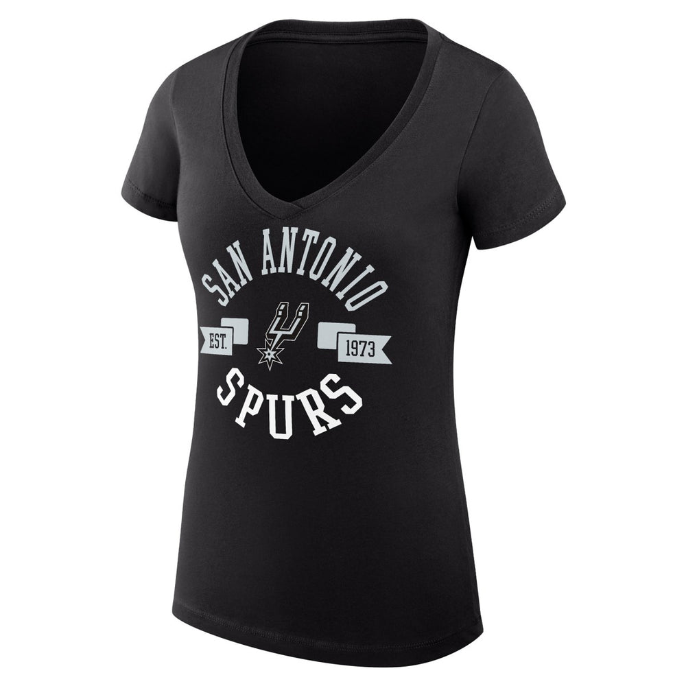 San Antonio Spurs G-III 4Her by Carl Banks Women's Super-Slim Fit Lightweight Large City Logo V-Neck T-Shirt Black