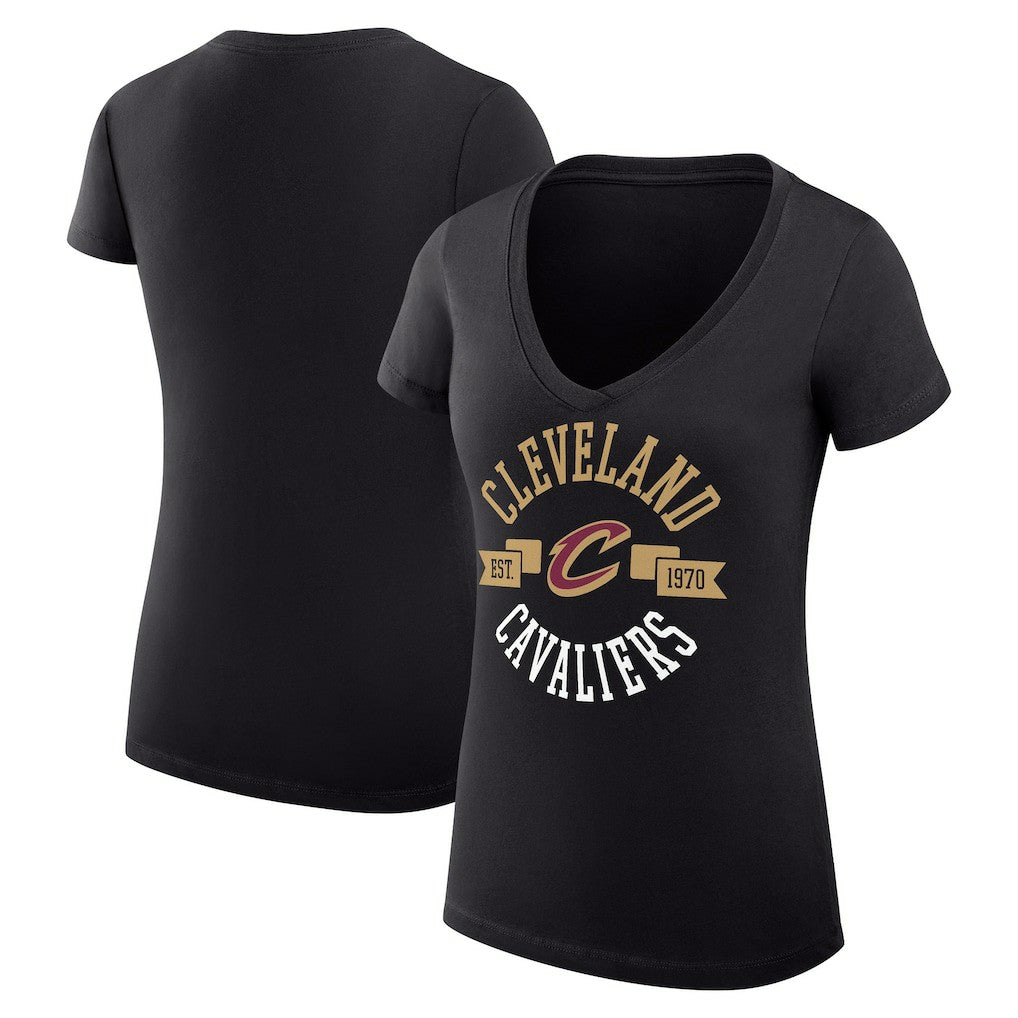 Cleveland Cavaliers G-III 4Her by Carl Banks Women's Super-Slim Fit Lightweight Large City Logo V-Neck T-Shirt Black