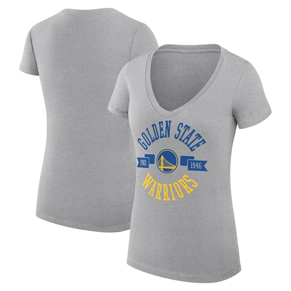 Golden State Warriors G-III 4Her by Carl Banks Women's Super-Slim Fit Lightweight Large City Logo V-Neck T-Shirt Heather Gray