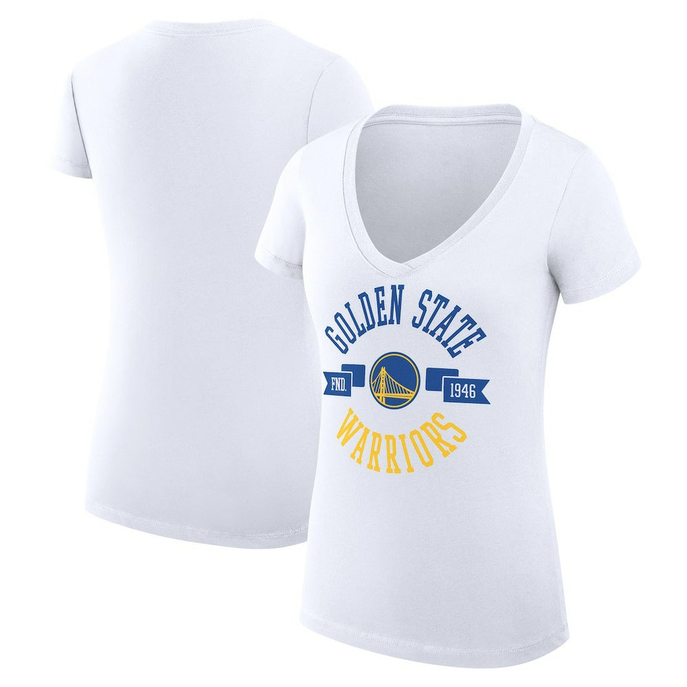 Golden State Warriors G-III 4Her by Carl Banks Women's Super-Slim Fit Lightweight Large City Logo V-Neck T-Shirt White