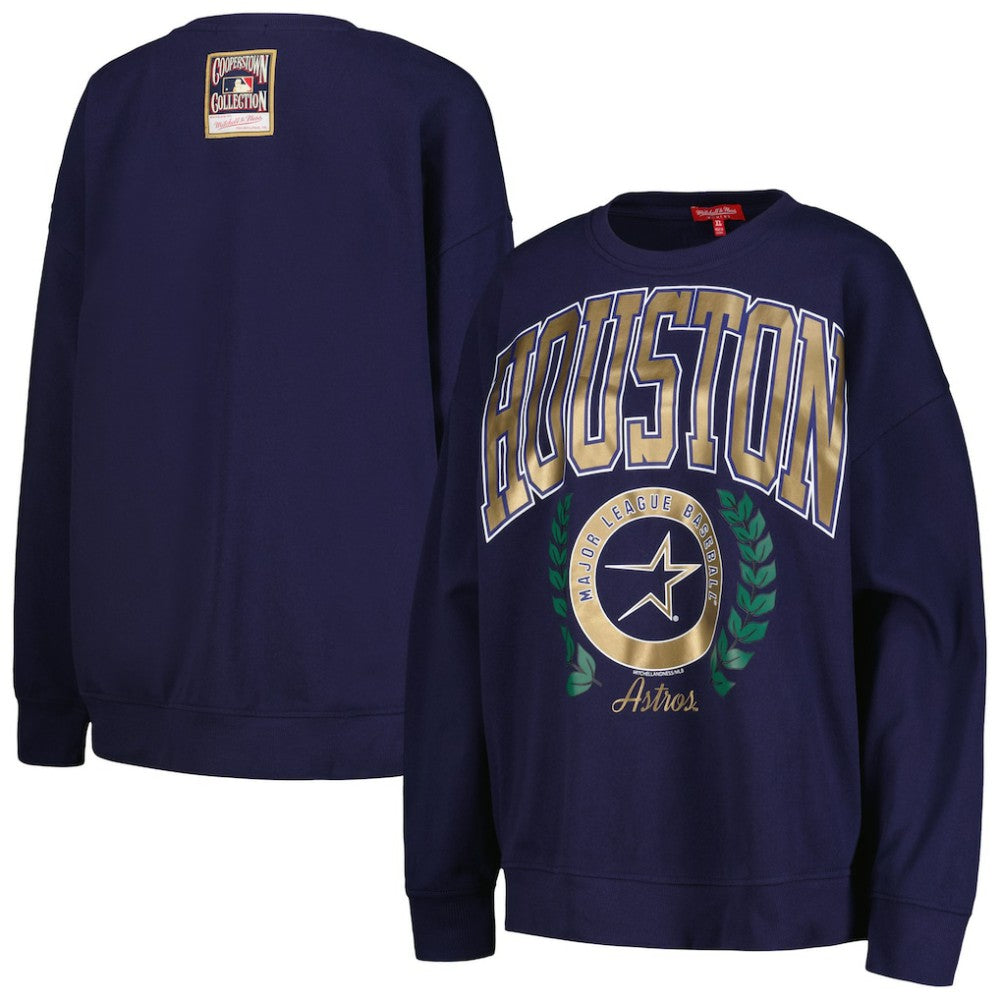 Houston Astros Mitchell & Ness Women's Cooperstown Collection Logo Pullover Sweatshirt - Navy Pullover
