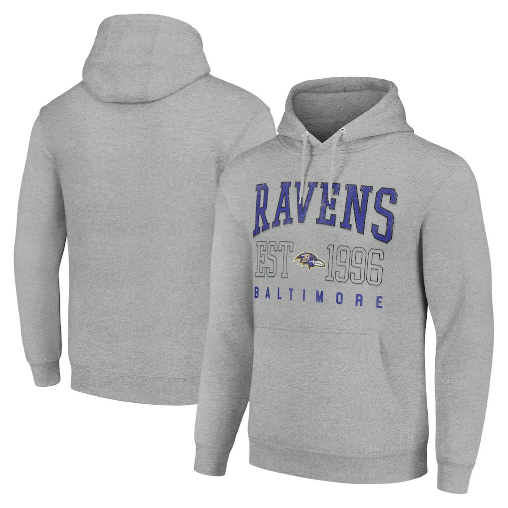 Baltimore Ravens Starter Unisex Throwback Logo Pullover Hoodie Heather Gray