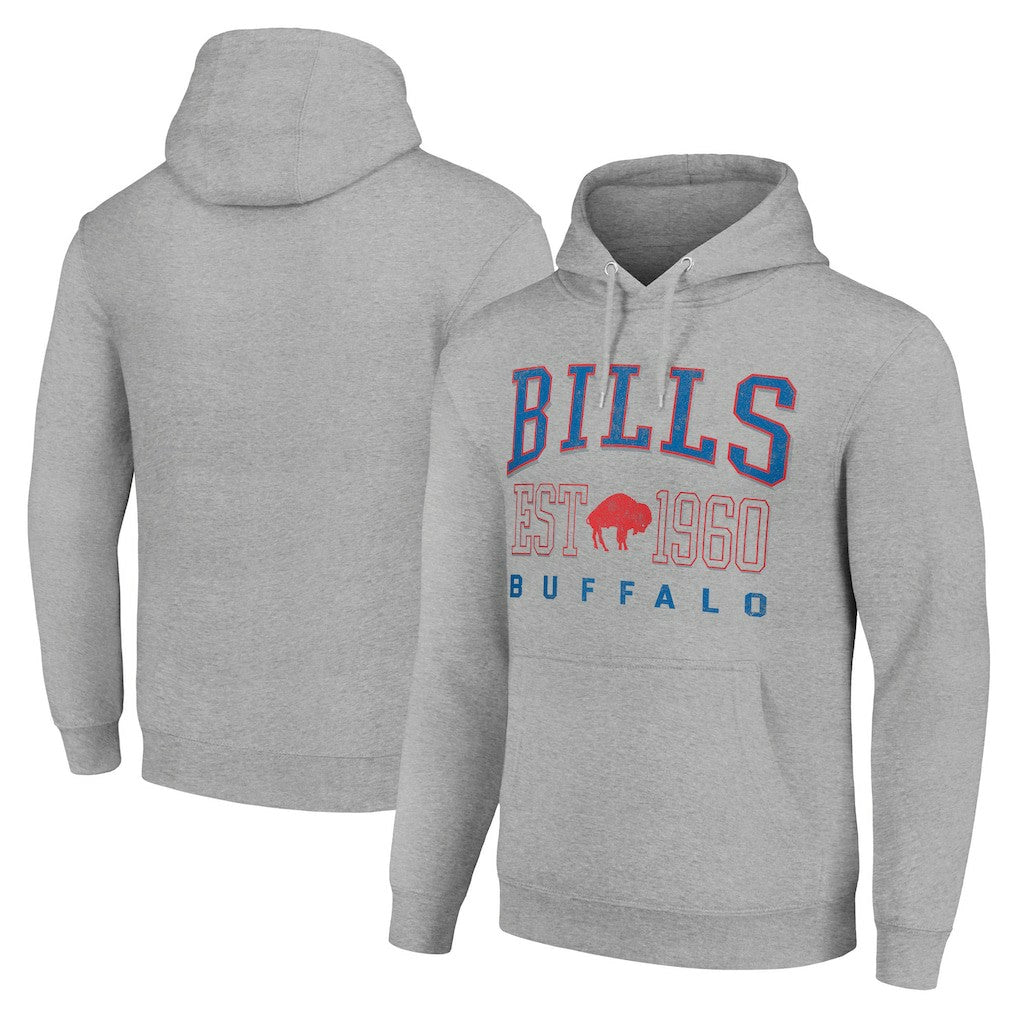 Buffalo Bills Starter Unisex Throwback Logo Pullover Hoodie Heather Gray