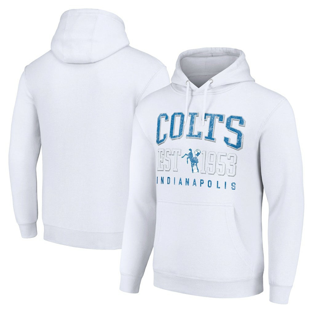 Indianapolis Colts Starter Unisex Throwback Logo Pullover Hoodie White