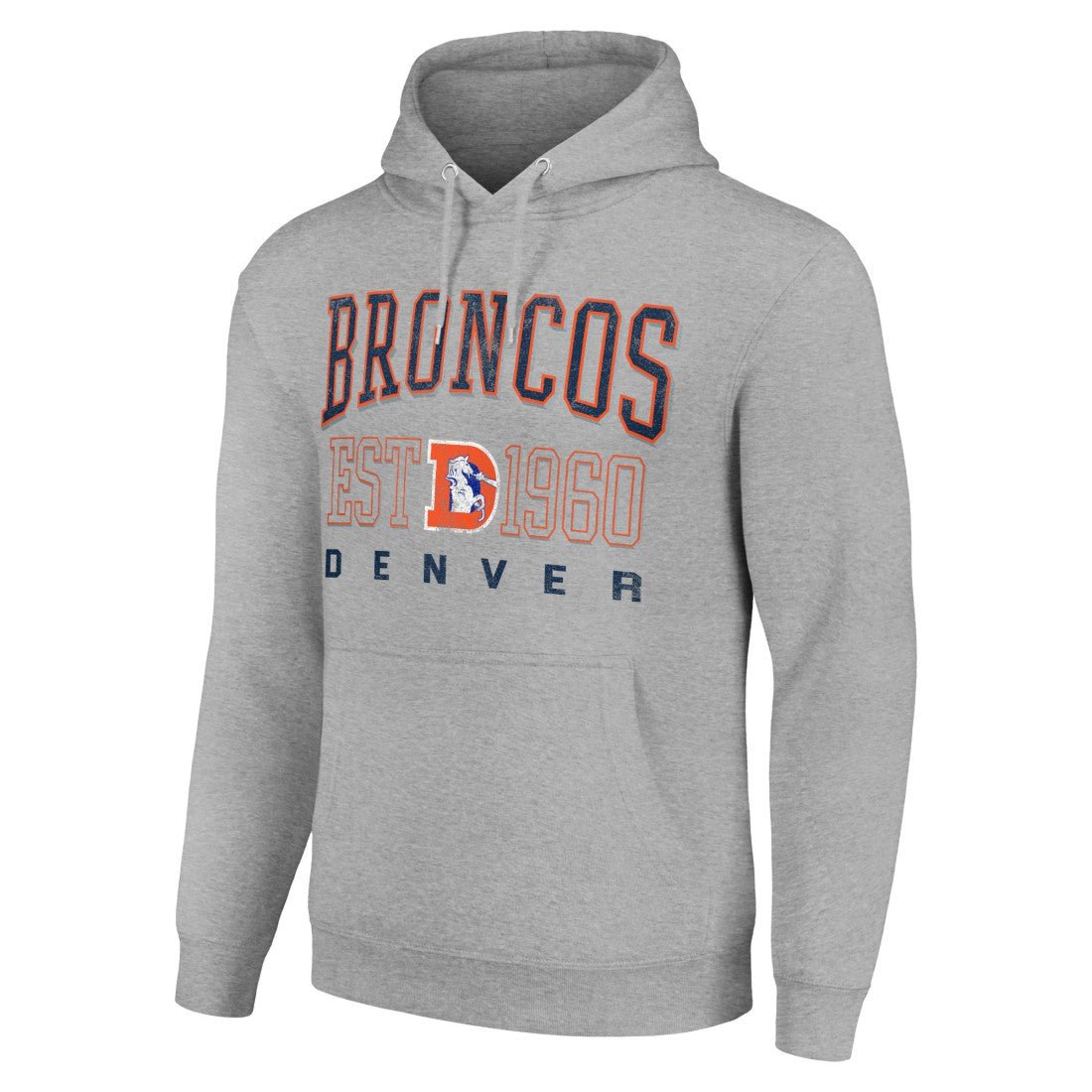 Denver Broncos Starter Unisex Throwback Logo Pullover Hoodie Heather Gray